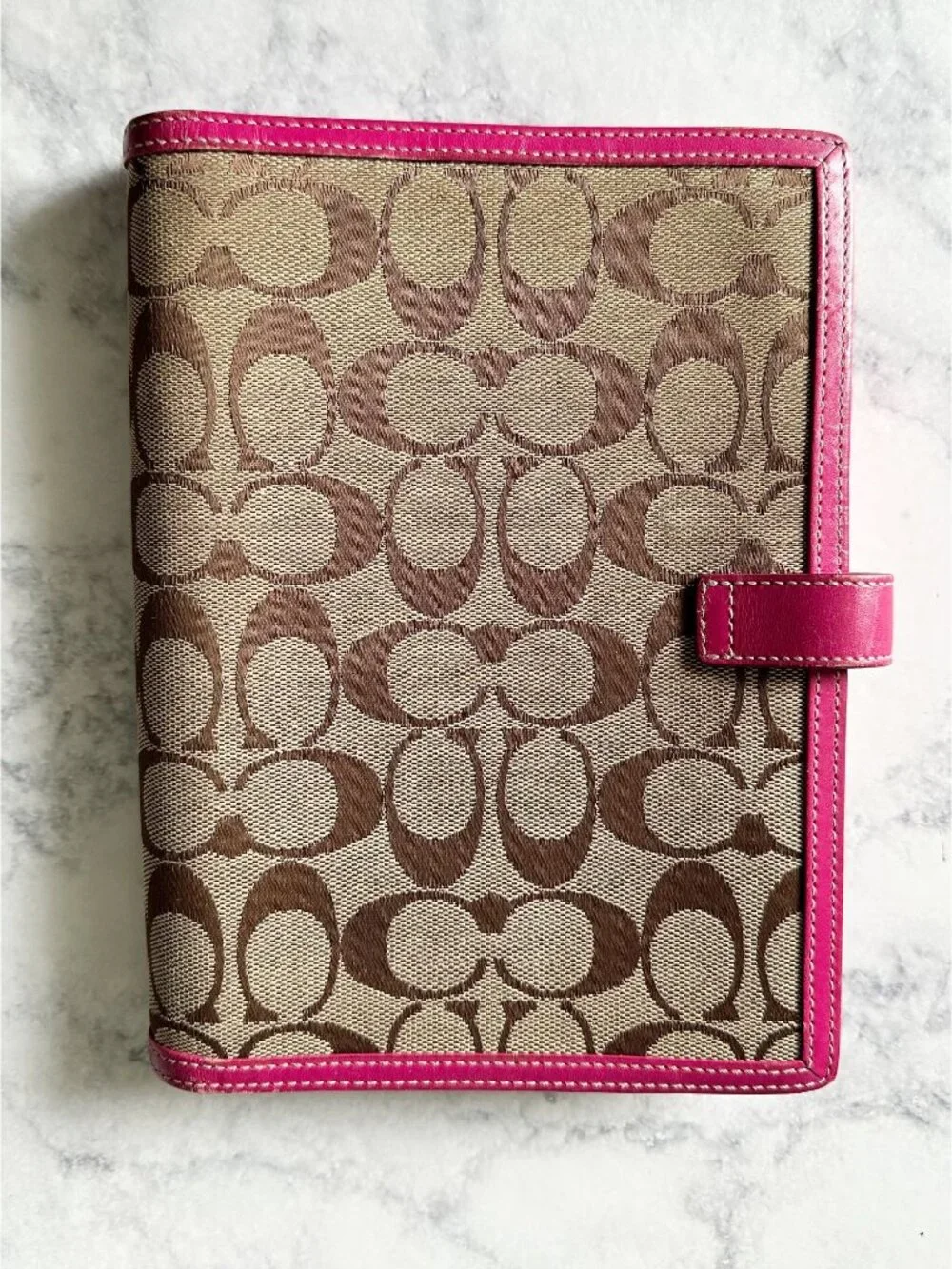 Coach Y2K Planner Agenda Notebook Signature Canvas Pink Trim